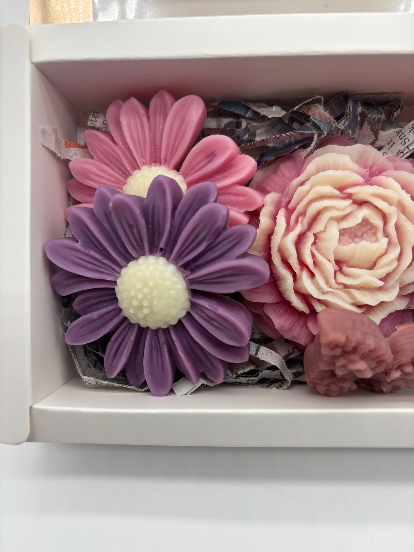 Floral Wax Melt Gift Set – pink and Purple- Handcrafted Soy Wax Flowers
