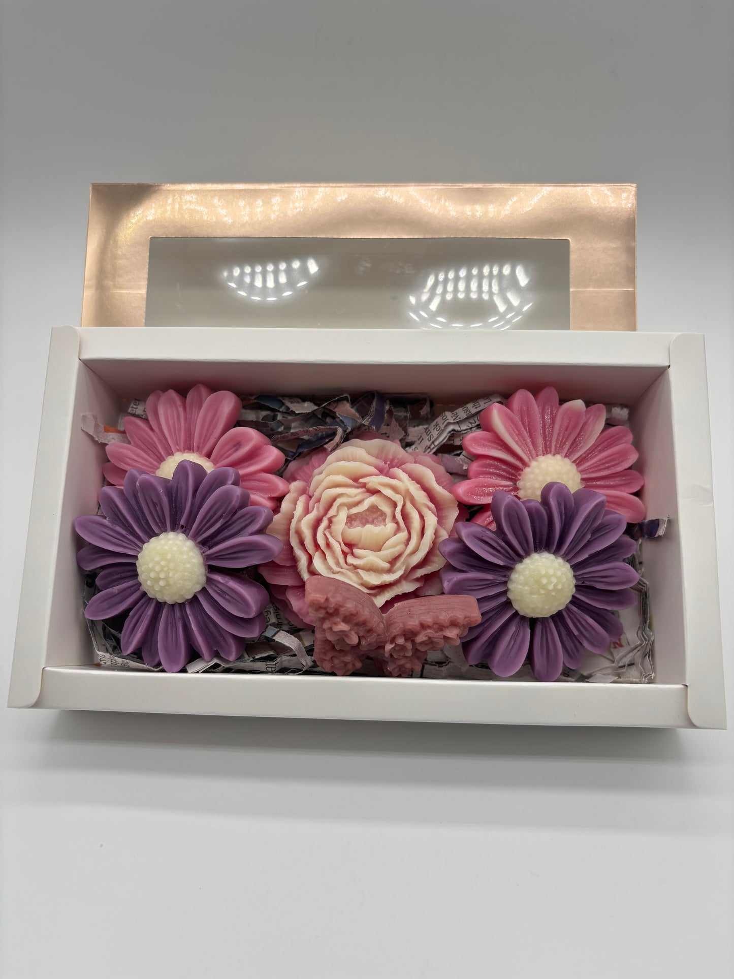 Floral Wax Melt Gift Set – pink and Purple- Handcrafted Soy Wax Flowers