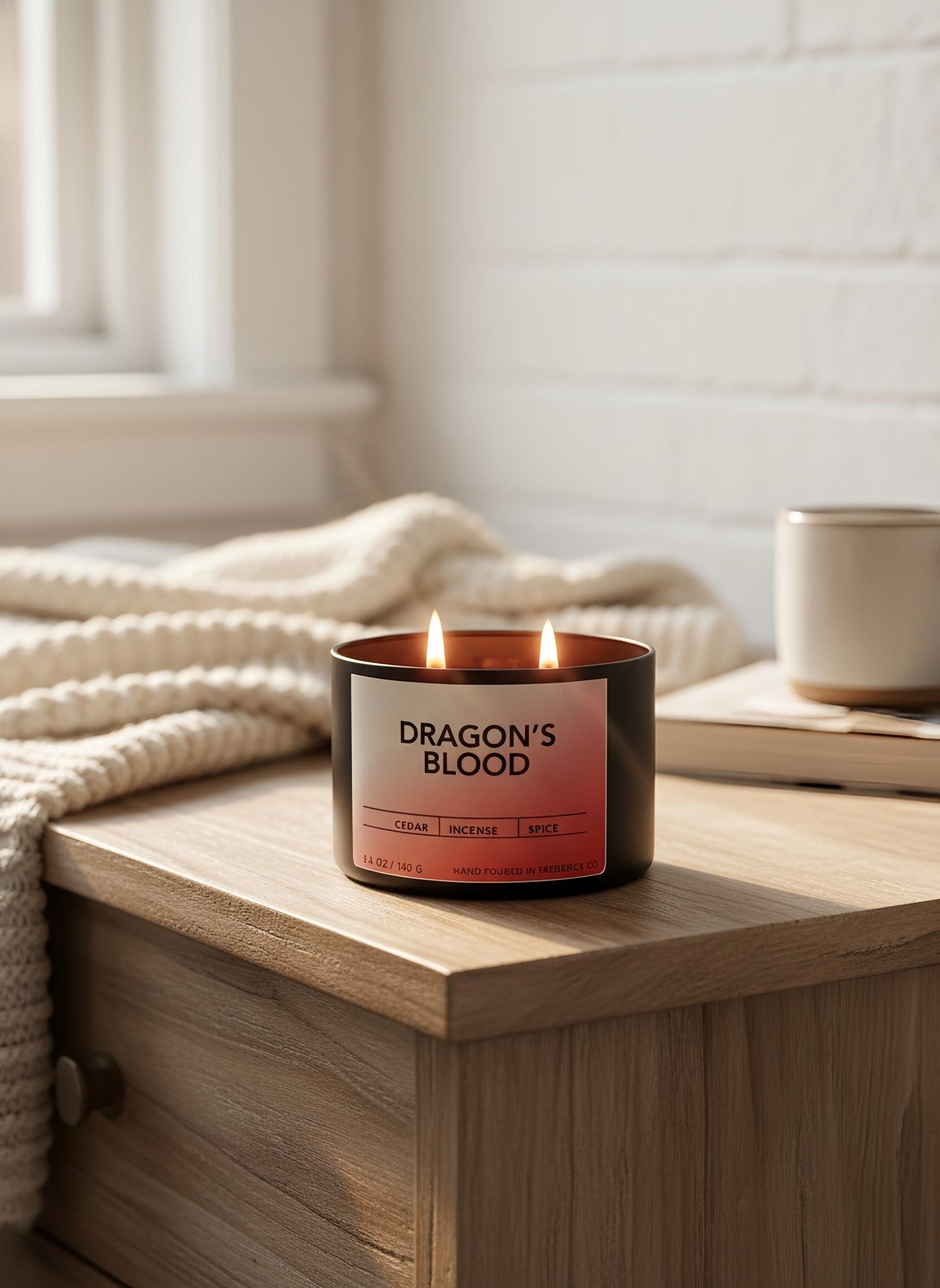 Dragon’s Blood Candle – 5.6 oz | Hand-Poured Soy Beeswax Blend | Aromatherapy Candle