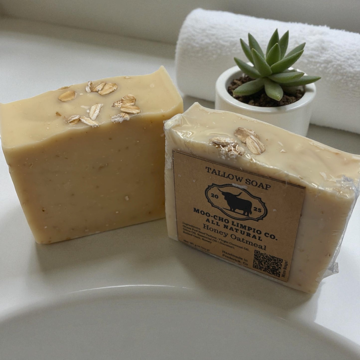 Honey Oatmeal Tallow Soap – All Natural | Moo-Cho Limpio Co.