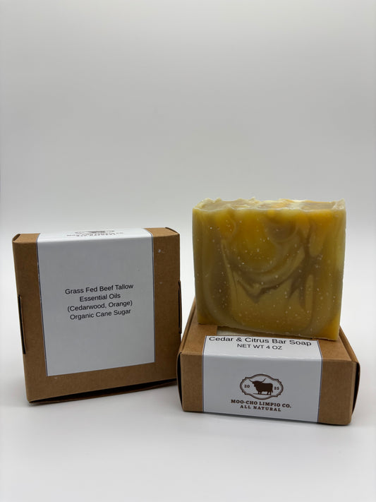 Cedar & Citrus Soap – Natural Tallow Bar with Cedarwood & Orange