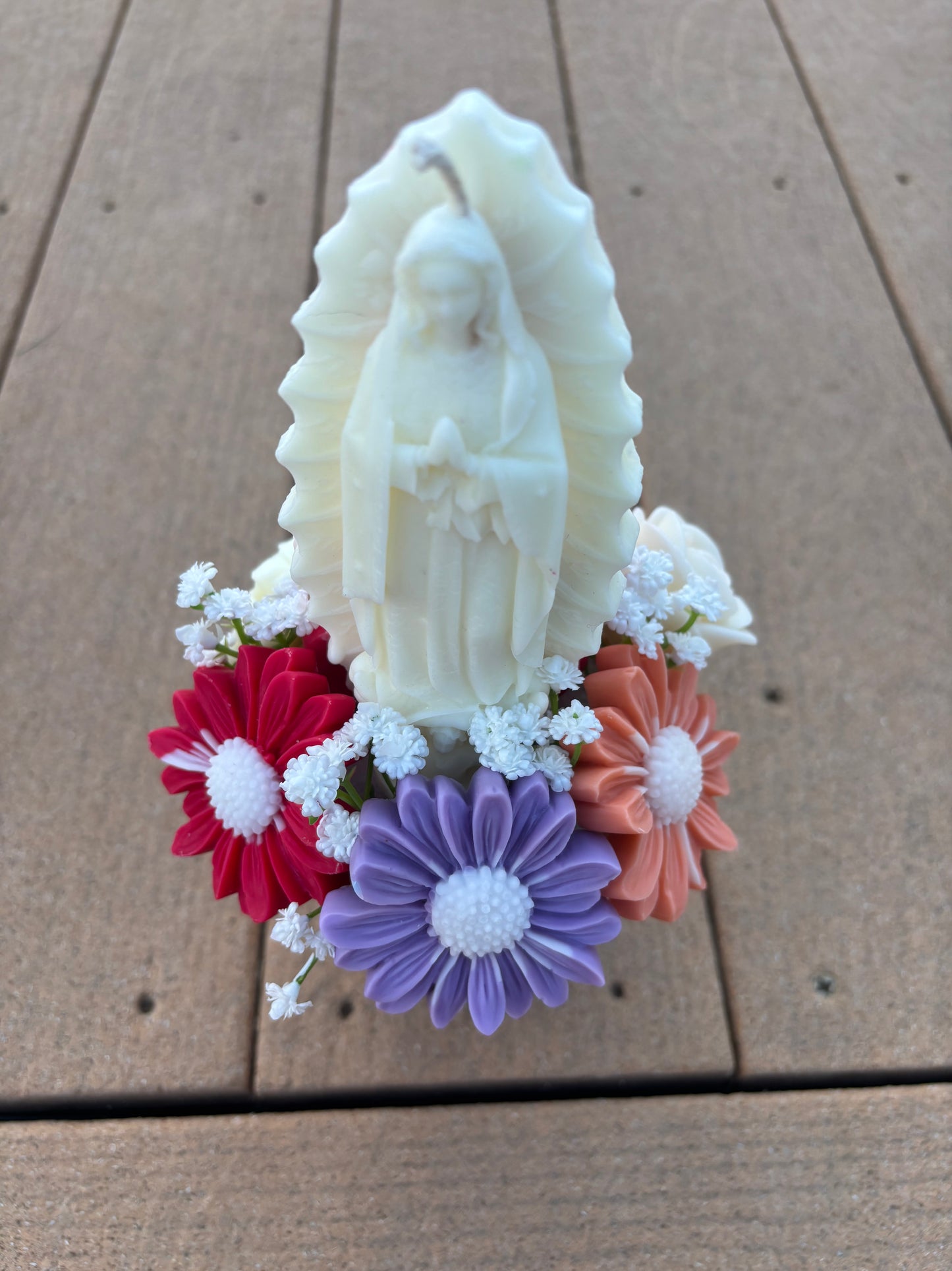 Virgen de Guadalupe Soy Wax Melt Mug – Religious Wax Melt Bouquet in Ceramic Coffee Mug