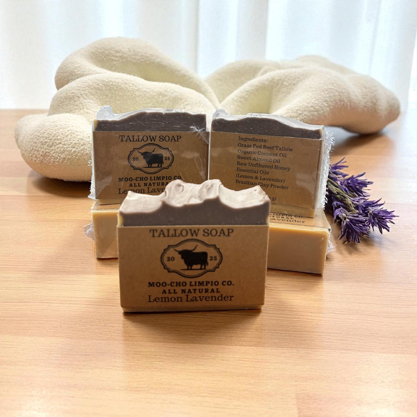 Lemon Lavender | Handmade Grass-Fed Beef Tallow Soap | Moisturizing & Nourishing Skincare-All-Natural Tallow Soap