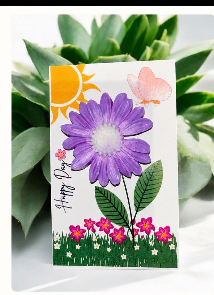 Personalized Wax Melt Flower Greeting Card | Scented Gift Card | Custom Color & Fragrance | Unique Handmade Gift