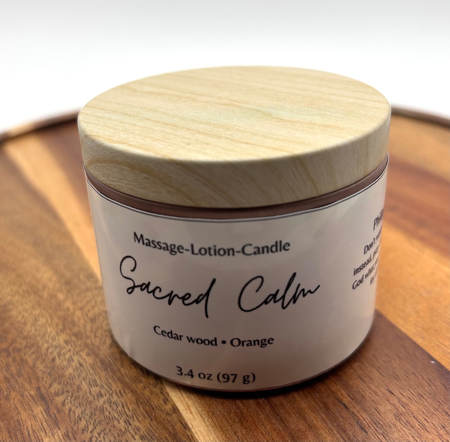 Massage Oil Candle — Faith Based-Bible Verse