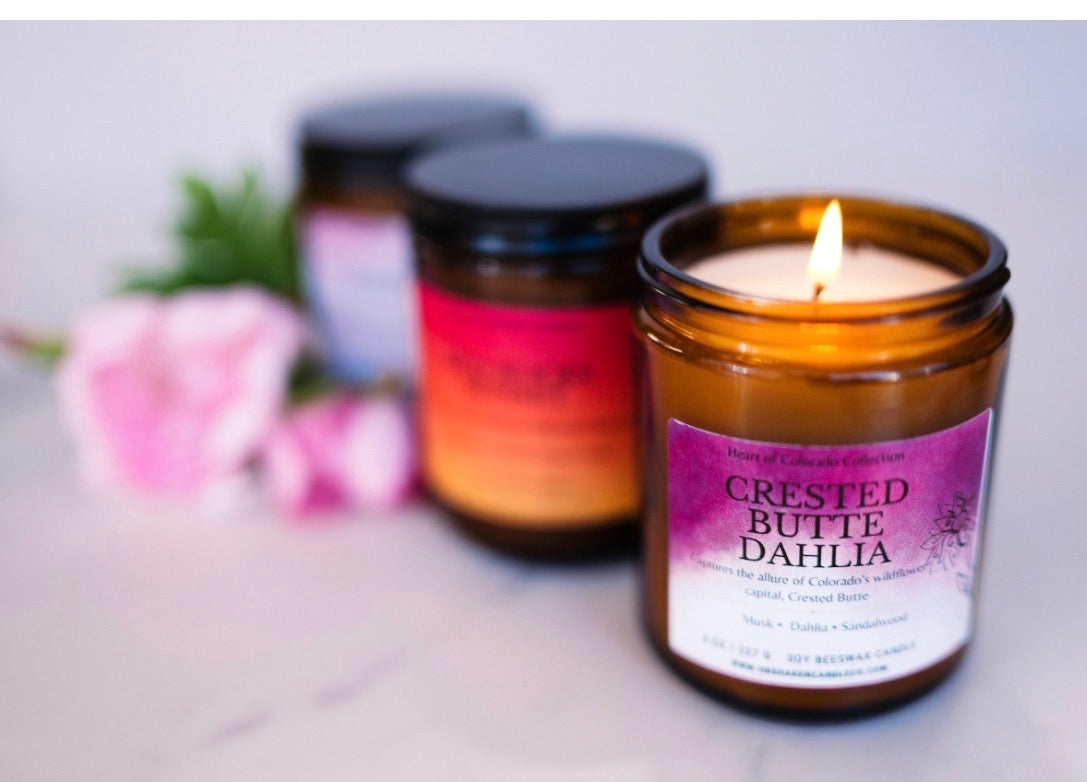 Crested Butte Dahlia Candle | Dark Dahlia & Amber | Colorado Floral Candle