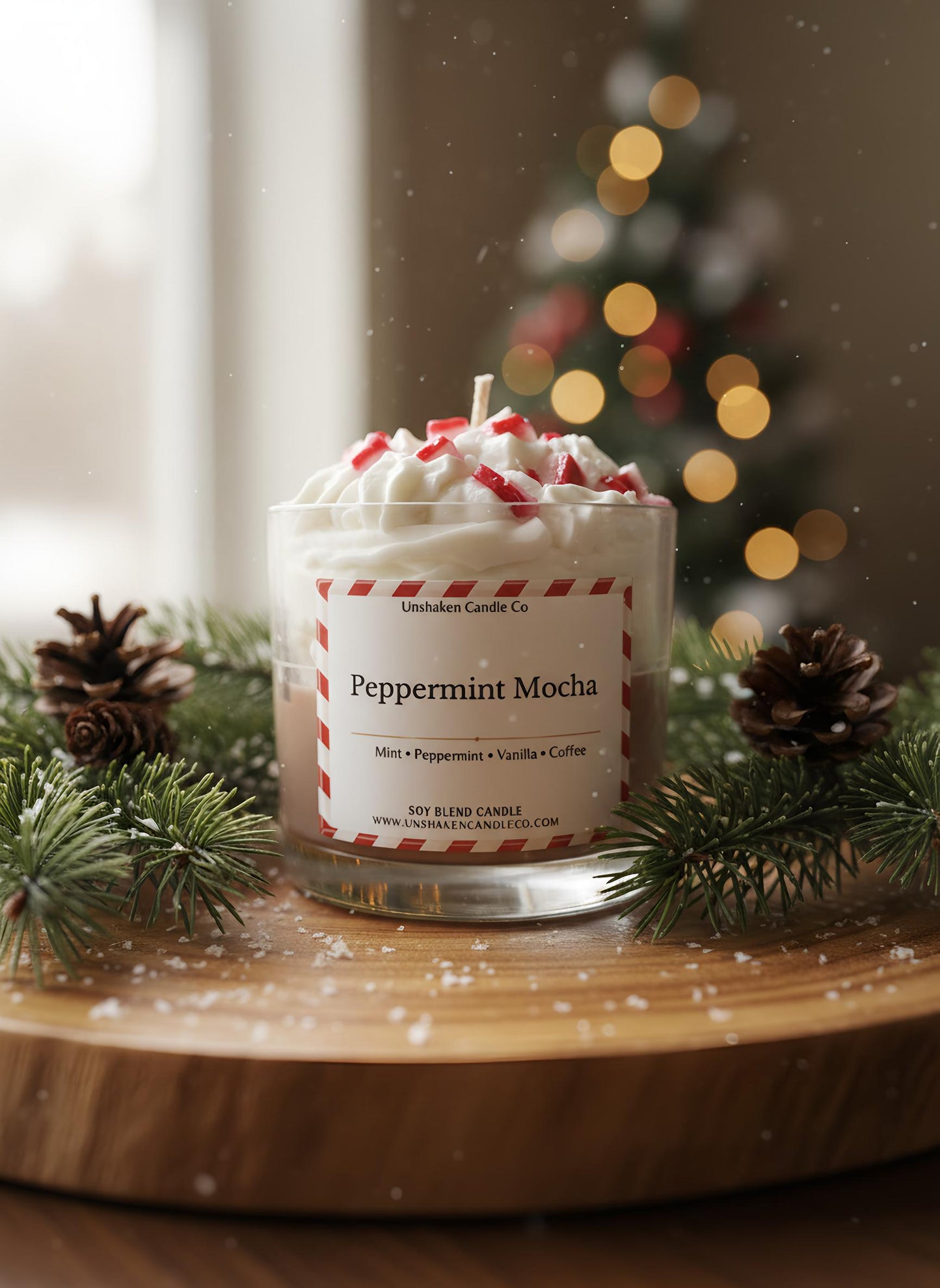 Peppermint Mocha Coconut Wax Candle – 10 oz | Holiday Coffee & Mint Scent | Preorder