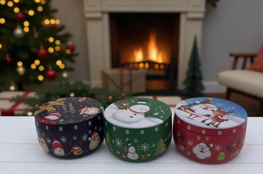 Christmas Tin Candles – 5 oz Soy & Beeswax Blend- Buy 3 get 1 Free