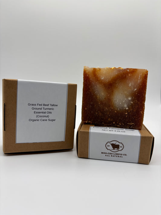 Coconut Turmeric Soap – All-Natural Tallow Soap with Organic Ingredients | 4.25 oz Bar by Moo-Cho Limpio Co.