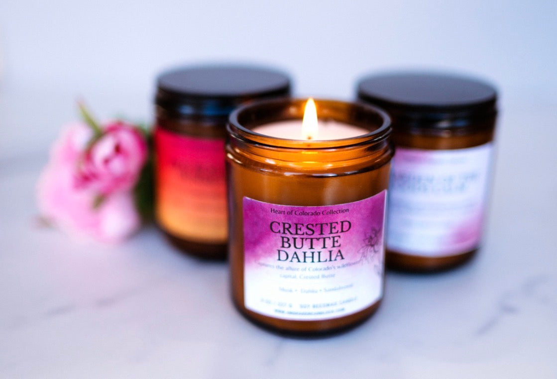 Crested Butte Dahlia Candle | Dark Dahlia & Amber | Colorado Floral Candle