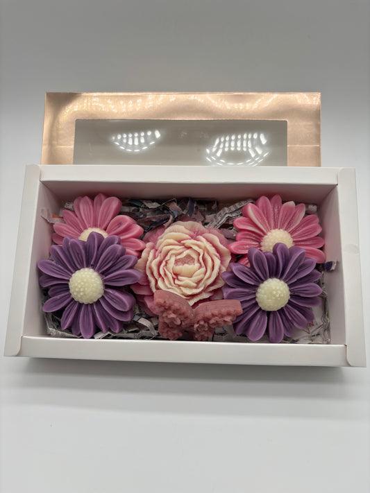 Floral Wax Melt Gift Set – pink and Purple- Handcrafted Soy Wax Flowers