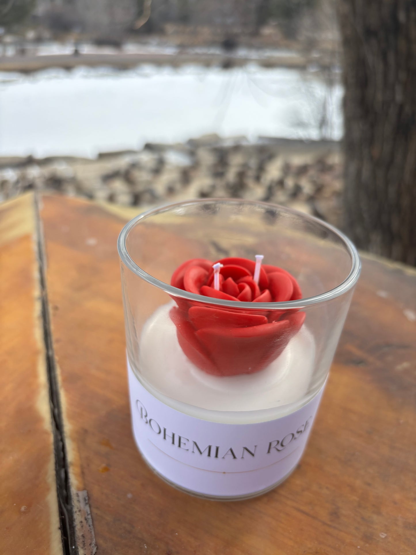 Bohemian Rose Candle – Floral Rose Scent | Soy & Beeswax Blend | Handmade Decorative Flower Candle | 7 oz