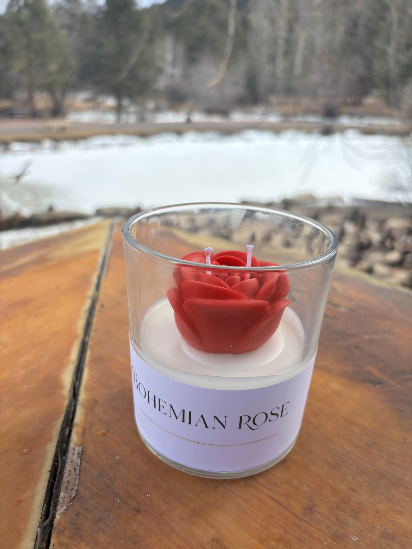 Bohemian Rose Candle – Floral Rose Scent | Soy & Beeswax Blend | Handmade Decorative Flower Candle | 7 oz