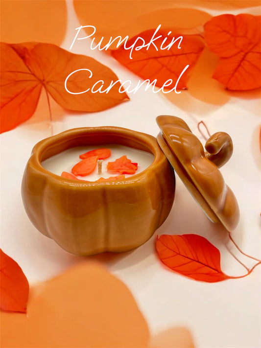 Pumpkin Caramel Crunch Candle – 5.3 oz Pumpkin-Shaped Jar