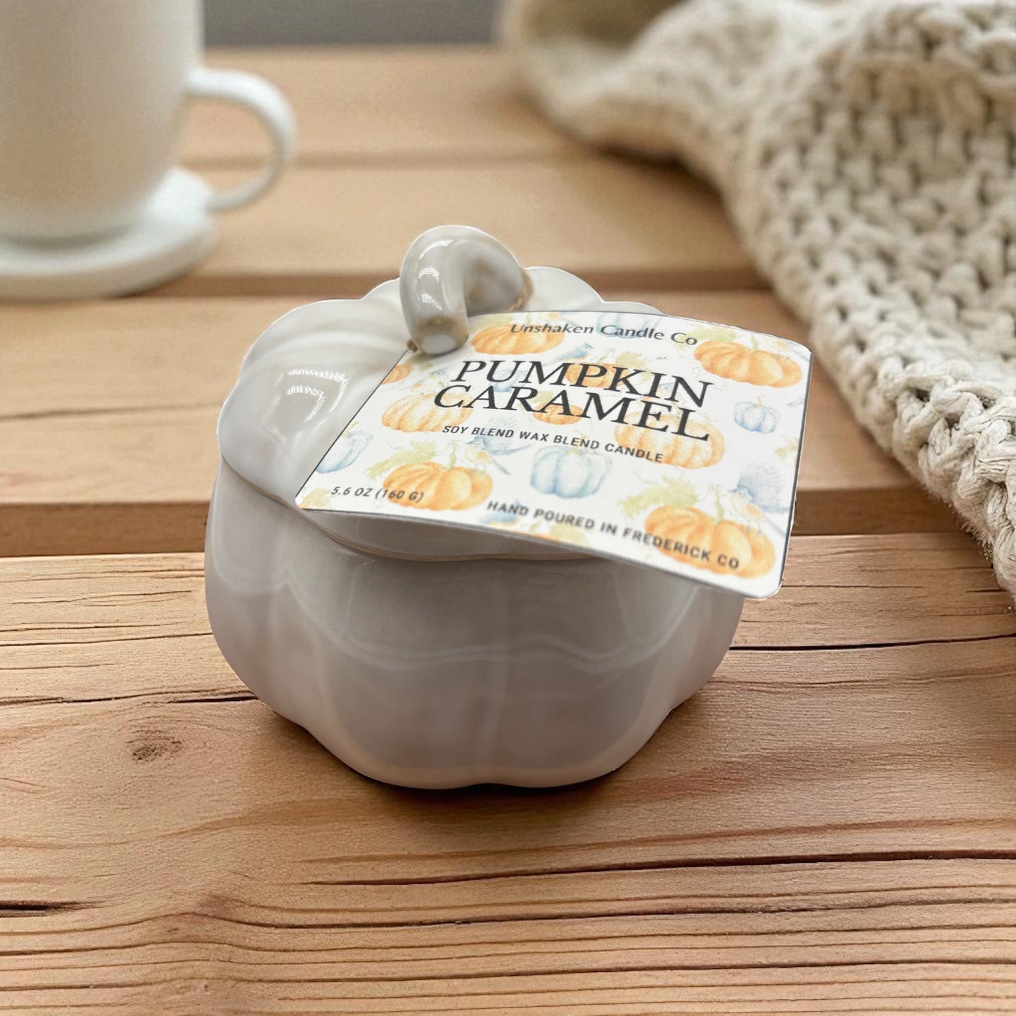 Pumpkin Caramel Crunch Candle – 5.3 oz Pumpkin-Shaped Jar