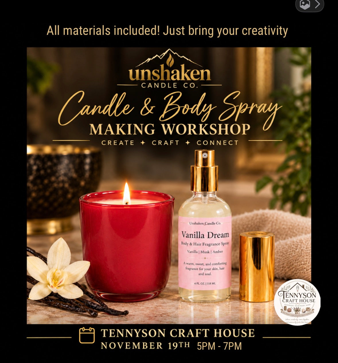 Candle & Body Spray Making Workshop at Tennyson Craft House